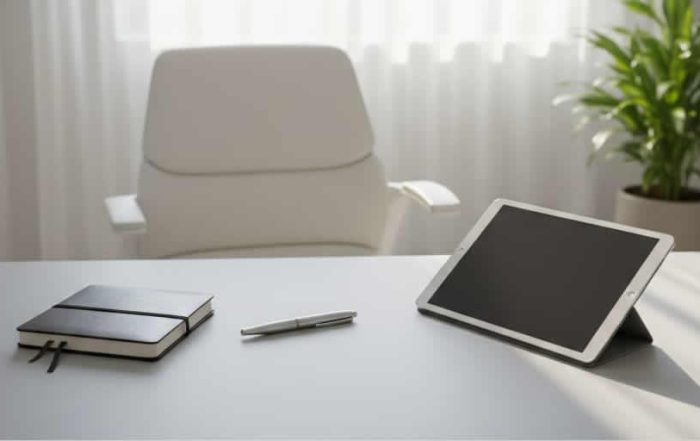 Surgeon's Office showing desk with diary and tablet